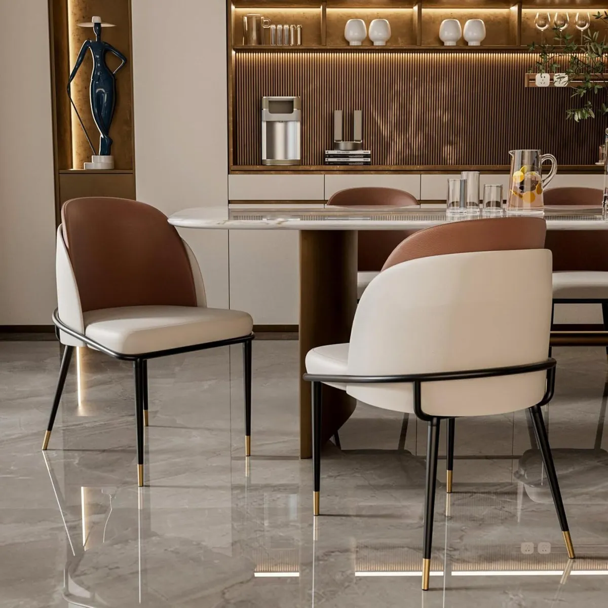 Leather Dining Chairs Set of 2 : Luxury Faux Room - Image 2