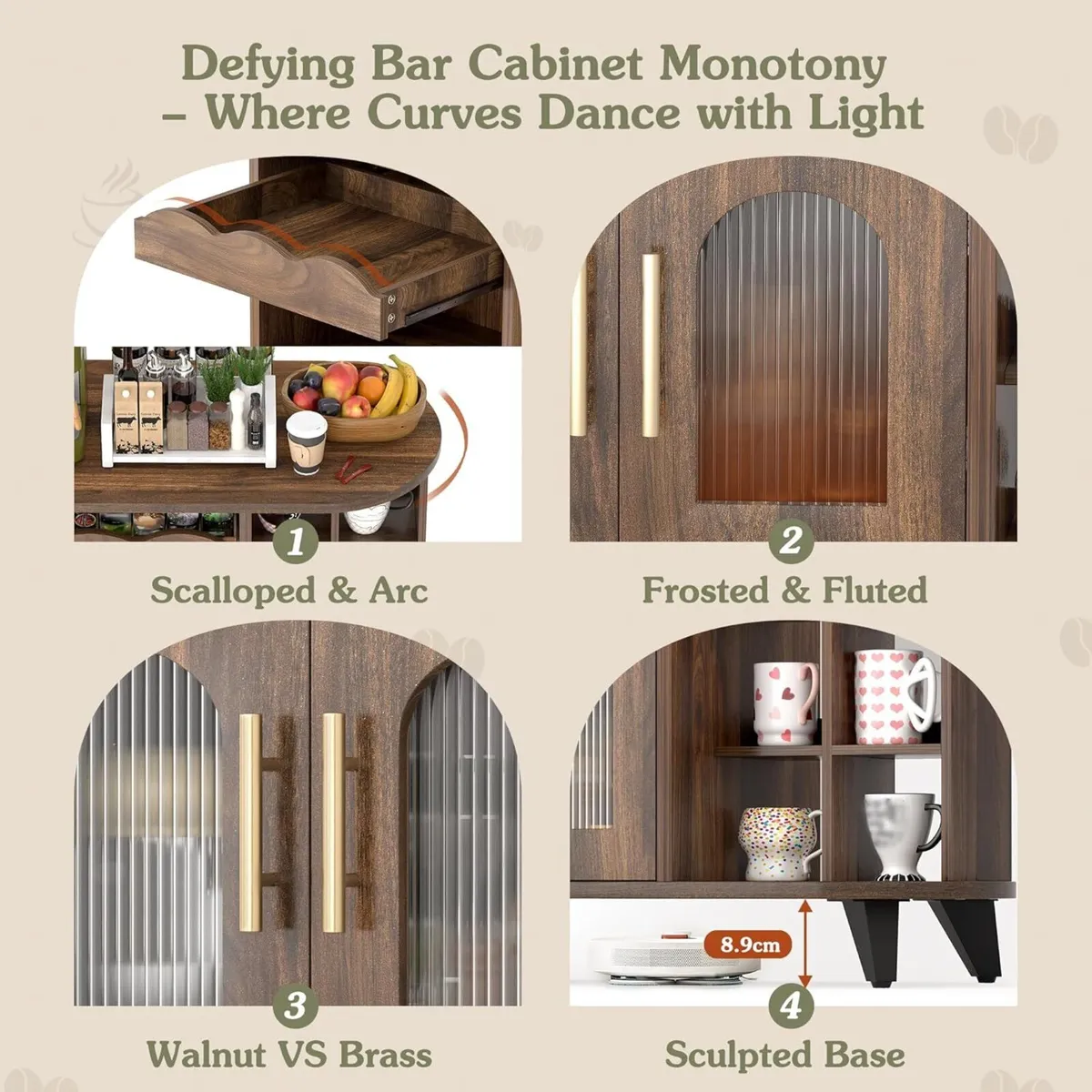 Kitchen Storage Cupboard with Mug Holder Display - Image 4