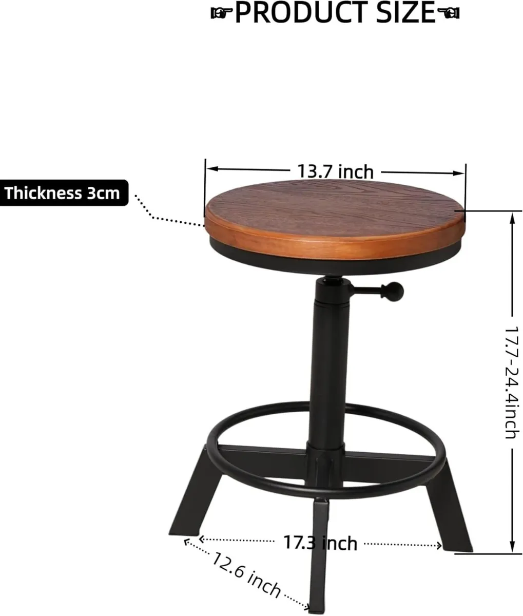 Set of 2-Industrial Bar Stool-Counter Height - Image 3