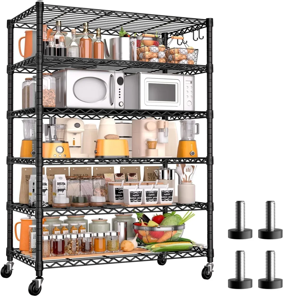 91cm x 46cm 191cm Wire Storage Shelves with - Image 1