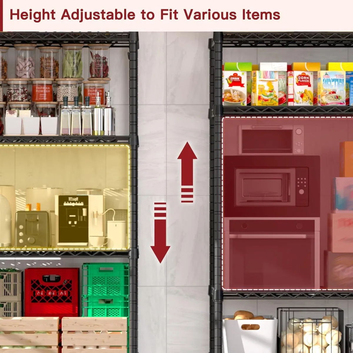 91cm x 46cm 191cm Wire Storage Shelves with - Image 4