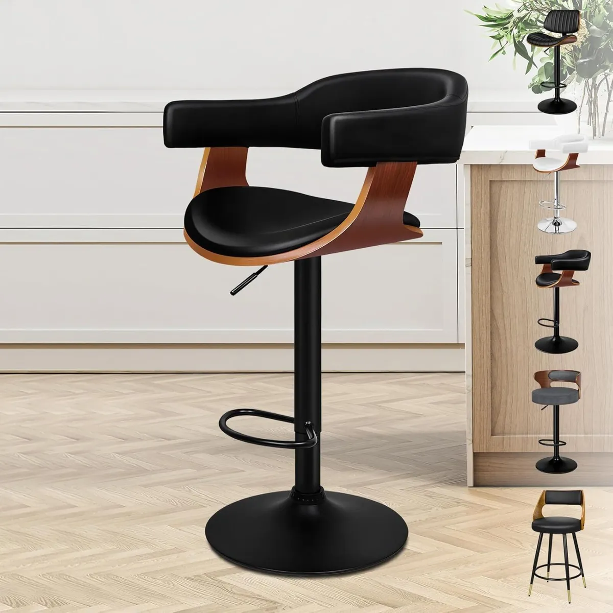 Bar Stool Adjustable Barstool PU Leather 360degree - Image 1
