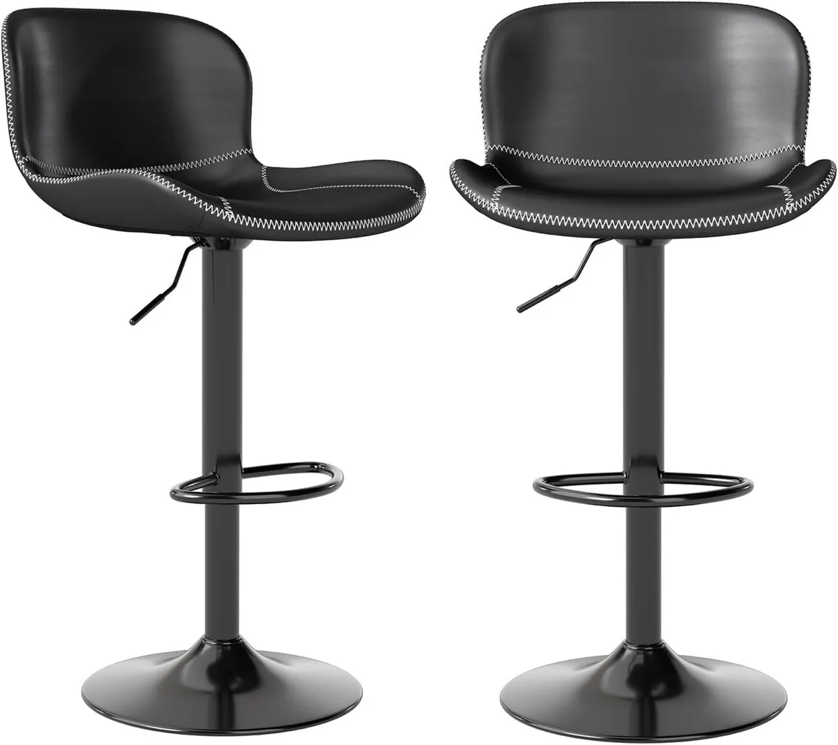 Bar Stools Set of 2 PU Leather Counter Height - Image 1