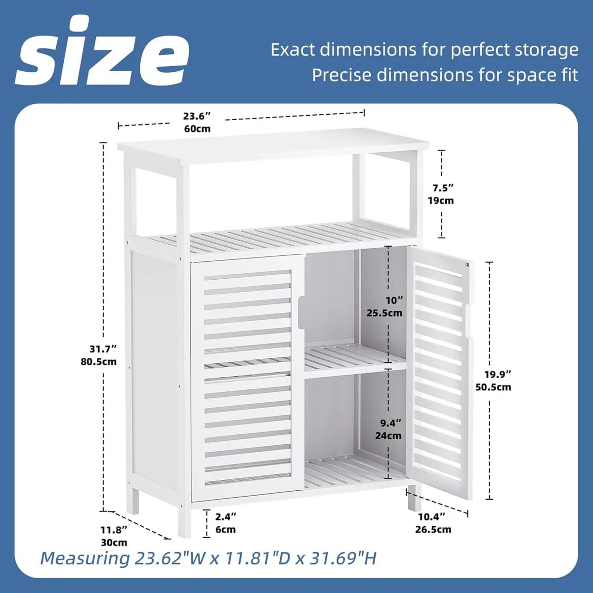 Bathroom Floor Storage Cabinet Freestanding - Image 3
