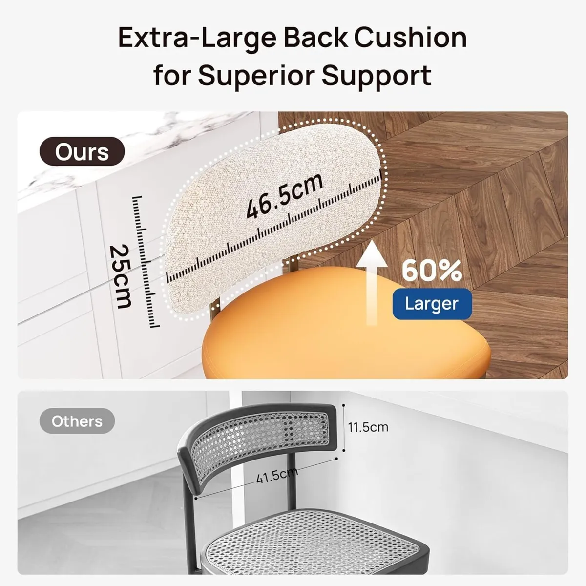 Bar Stools Set Counter Chairs with Backs 63CM - Image 2