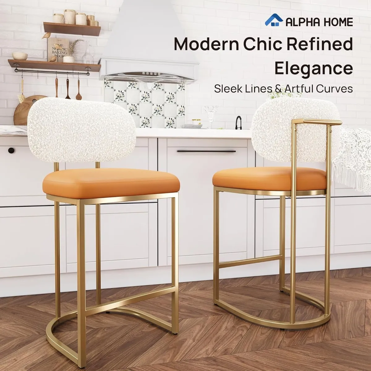 Bar Stools Set Counter Chairs with Backs 63CM - Image 3