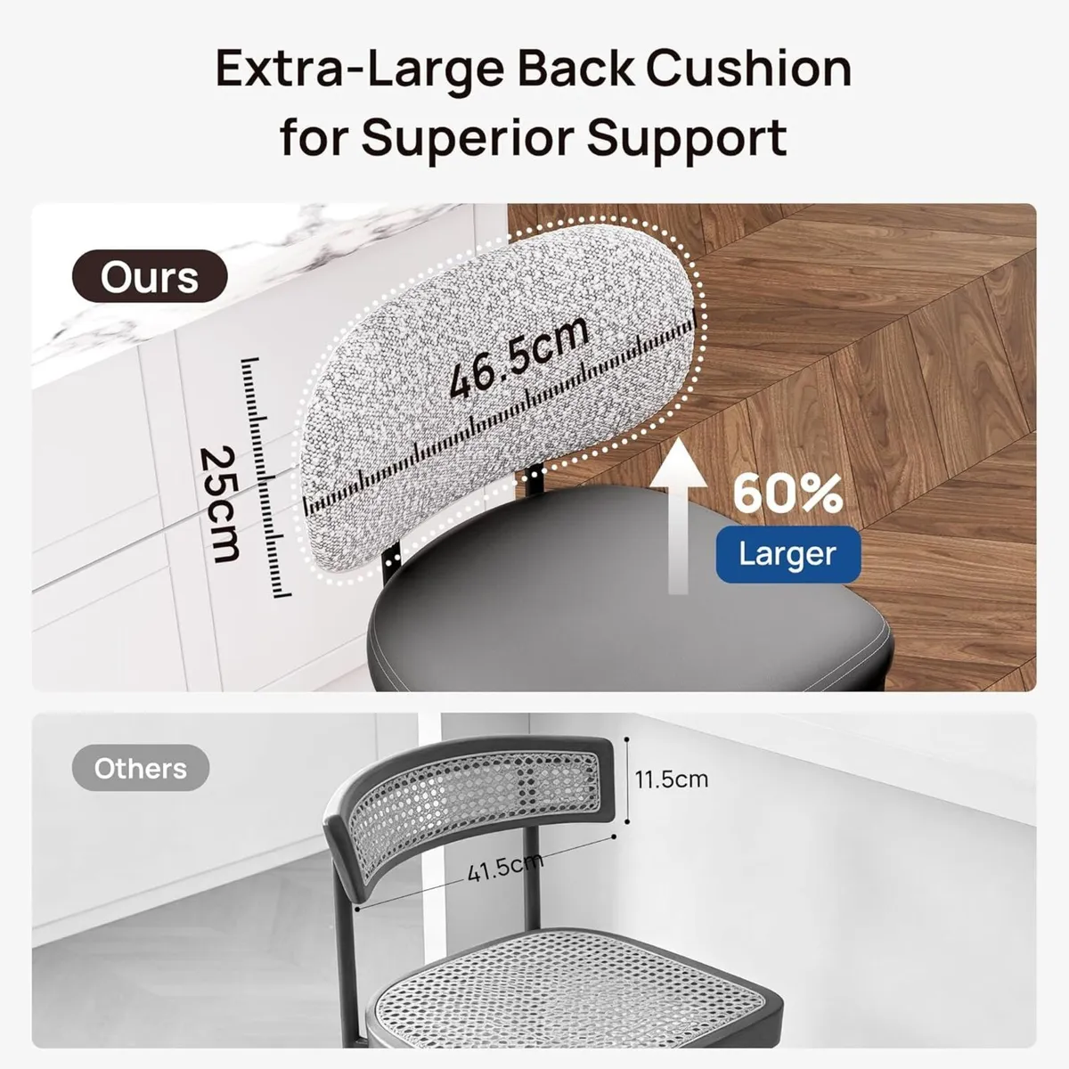 Bar Stools Set Counter Chairs with Backs 63CM - Image 2