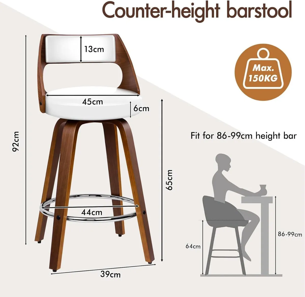 Bar Stools Set of 2 Adjustable Barstools PU - Image 2