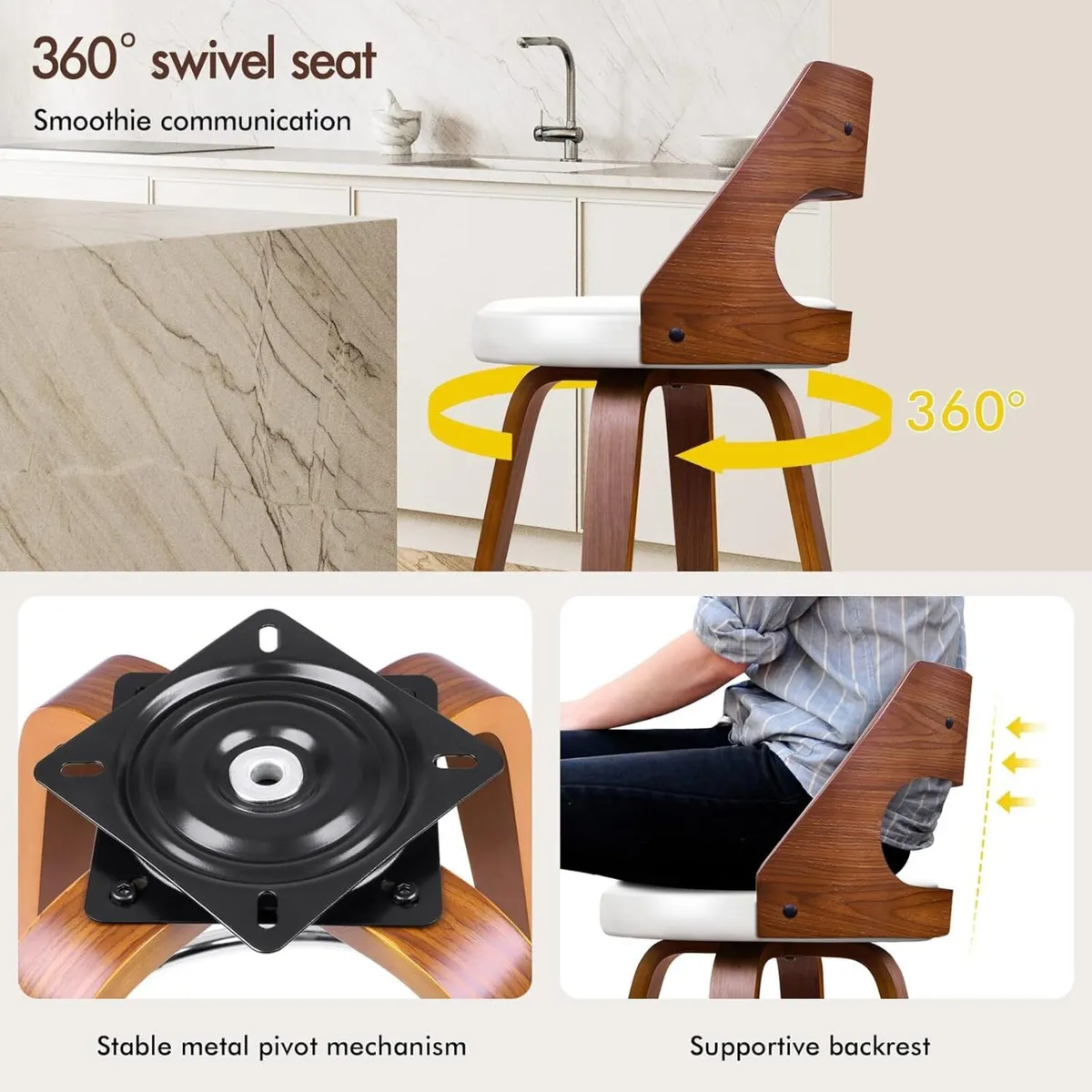 Bar Stools Set of 2 Adjustable Barstools PU - Image 4