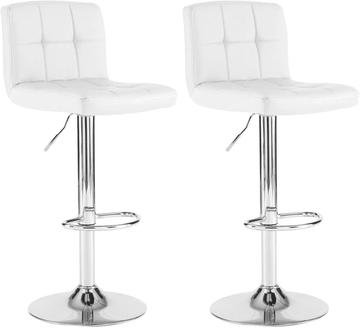 2X Chrome Gas Lift Swivel Faux Leather Kitchen - Image 1
