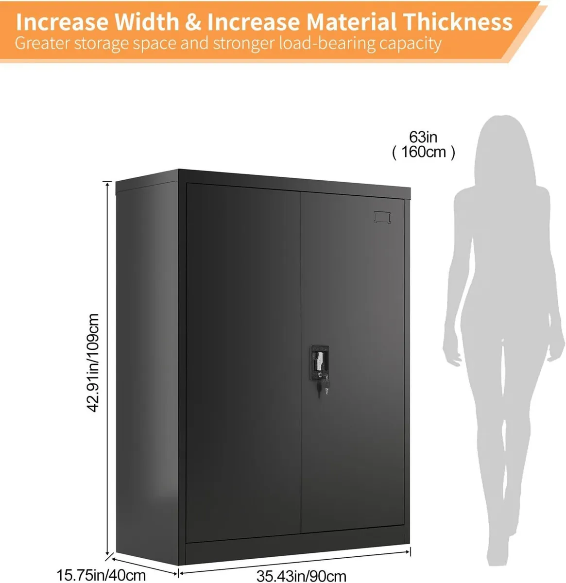 Frideko Metal Storage Cabinet 90 x 40 109 cm - - Image 3