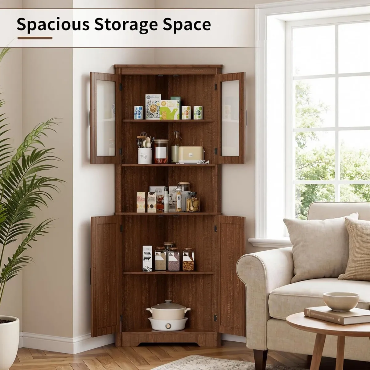Tall Corner Storage Cabinet with Barn Doors - Image 3