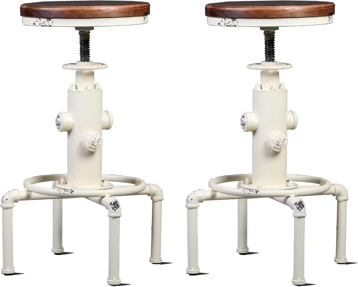Antique Vintage Industrial Barstool Solid Wood - Image 1