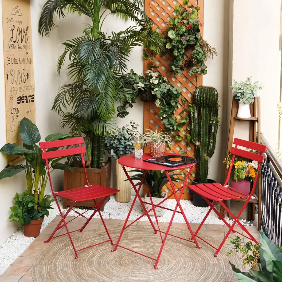 Bistro Set 3 Pieces Garden Furniture Folding 2 - Image 1