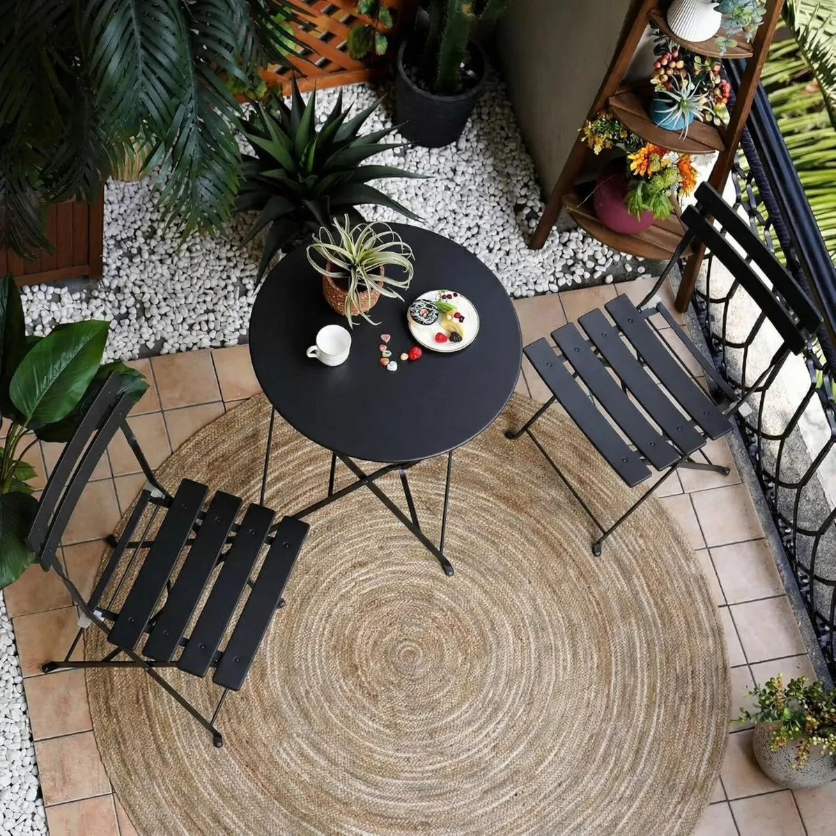 Bistro Set 3 Pieces Garden Furniture Folding 2 - Image 1