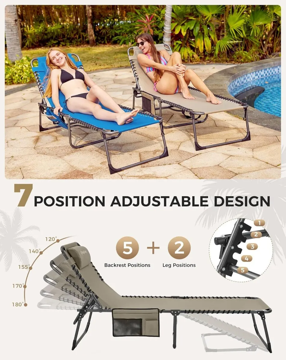 Sun Lounger with 5-Position Adjustable Backrest - Image 4