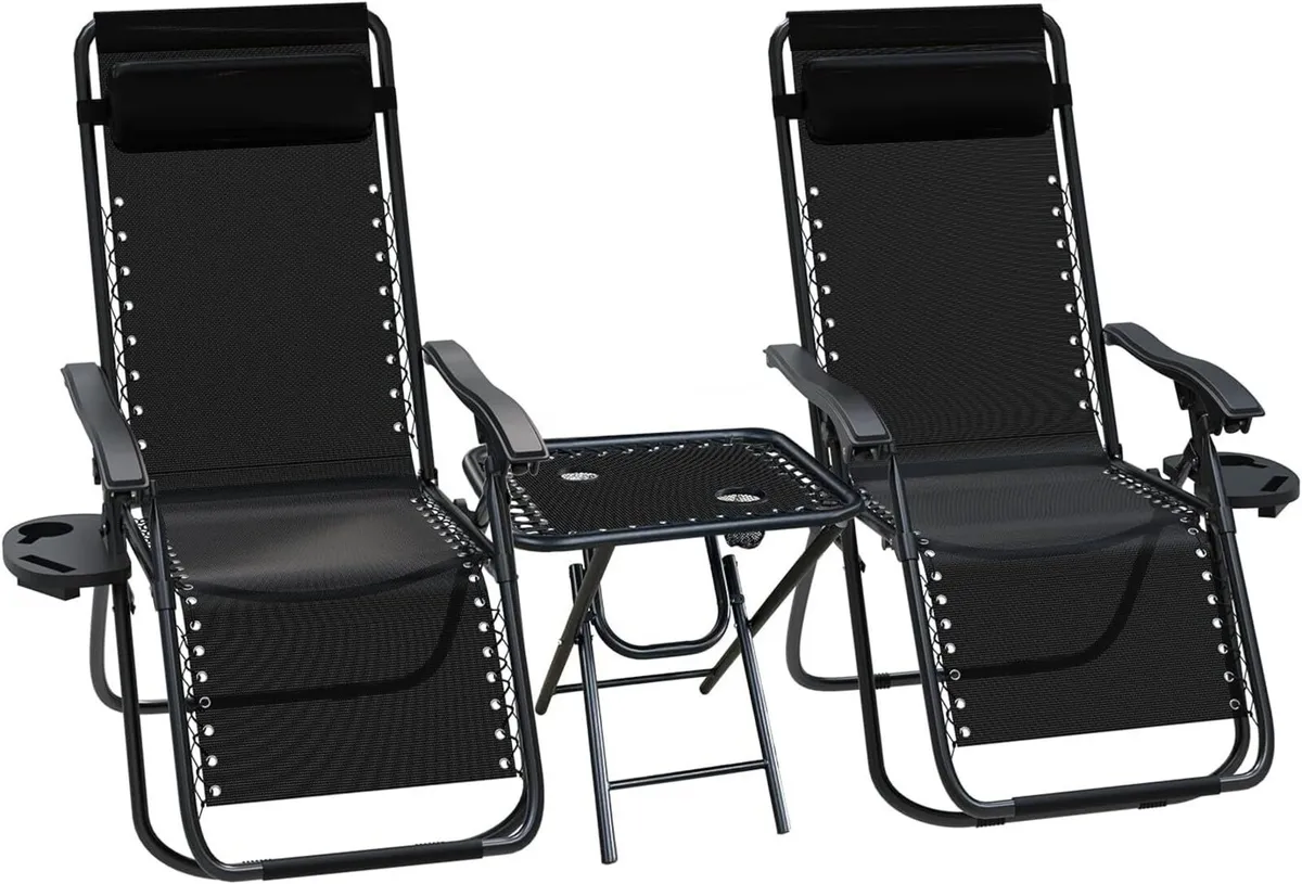 Zero Gravity Chair with Side Table Set of 2 - Image 1