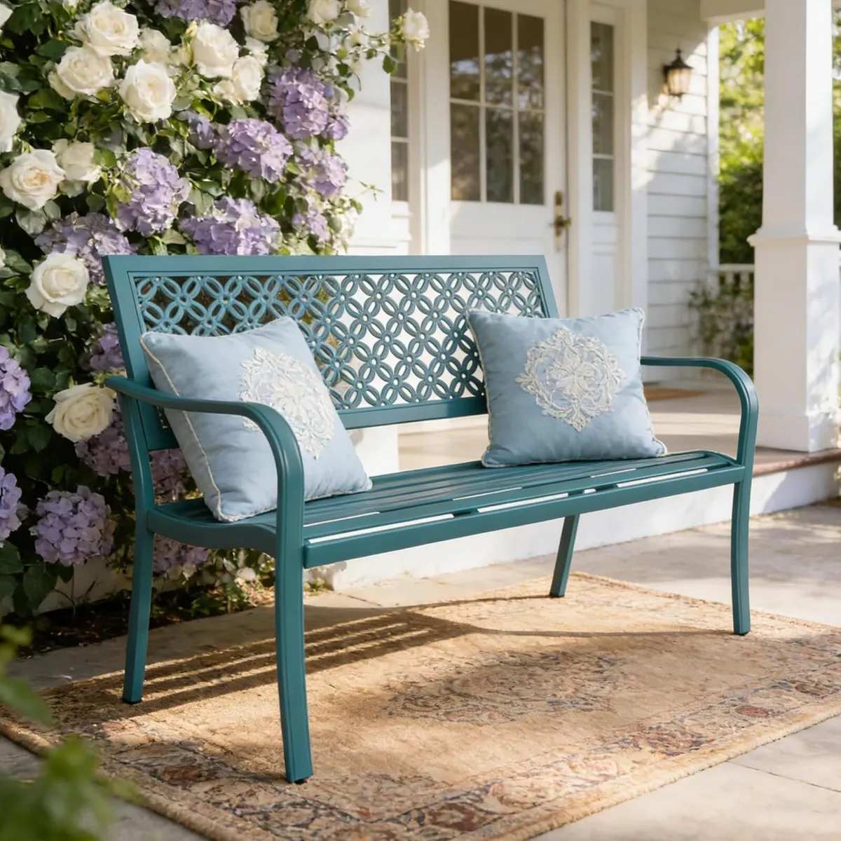 Garden Bench Outdoor with 2-3 Seater Rust - Image 4