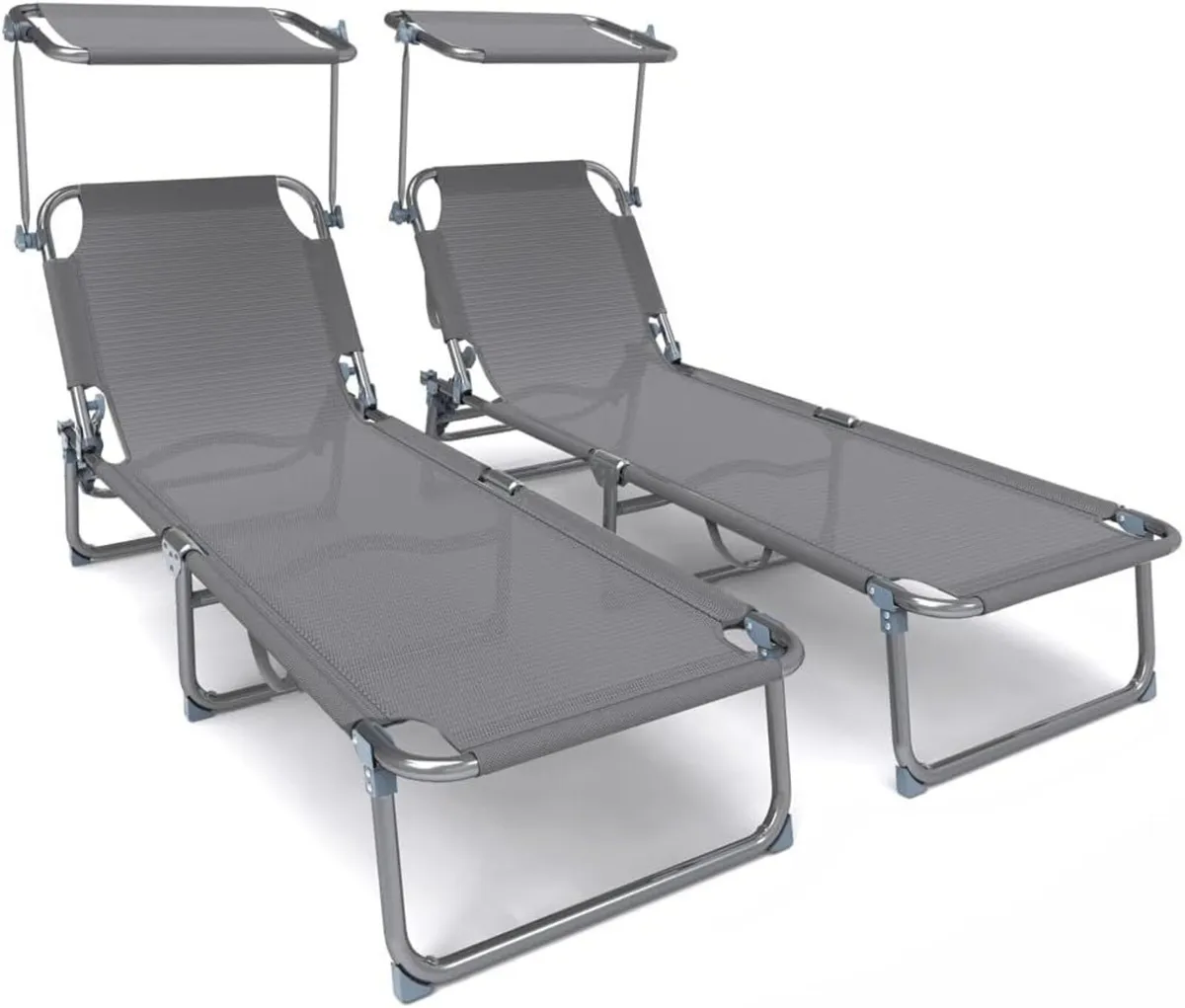 ® Folding Sun Loungers Set of 2 Textilene - Image 1