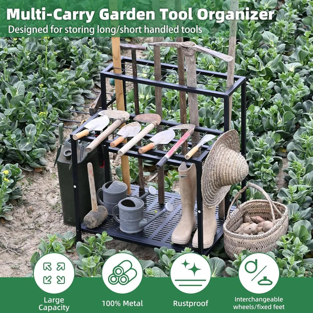 Heavy Duty Garden Tool Storage 3 Tier Metal Shed - Image 4