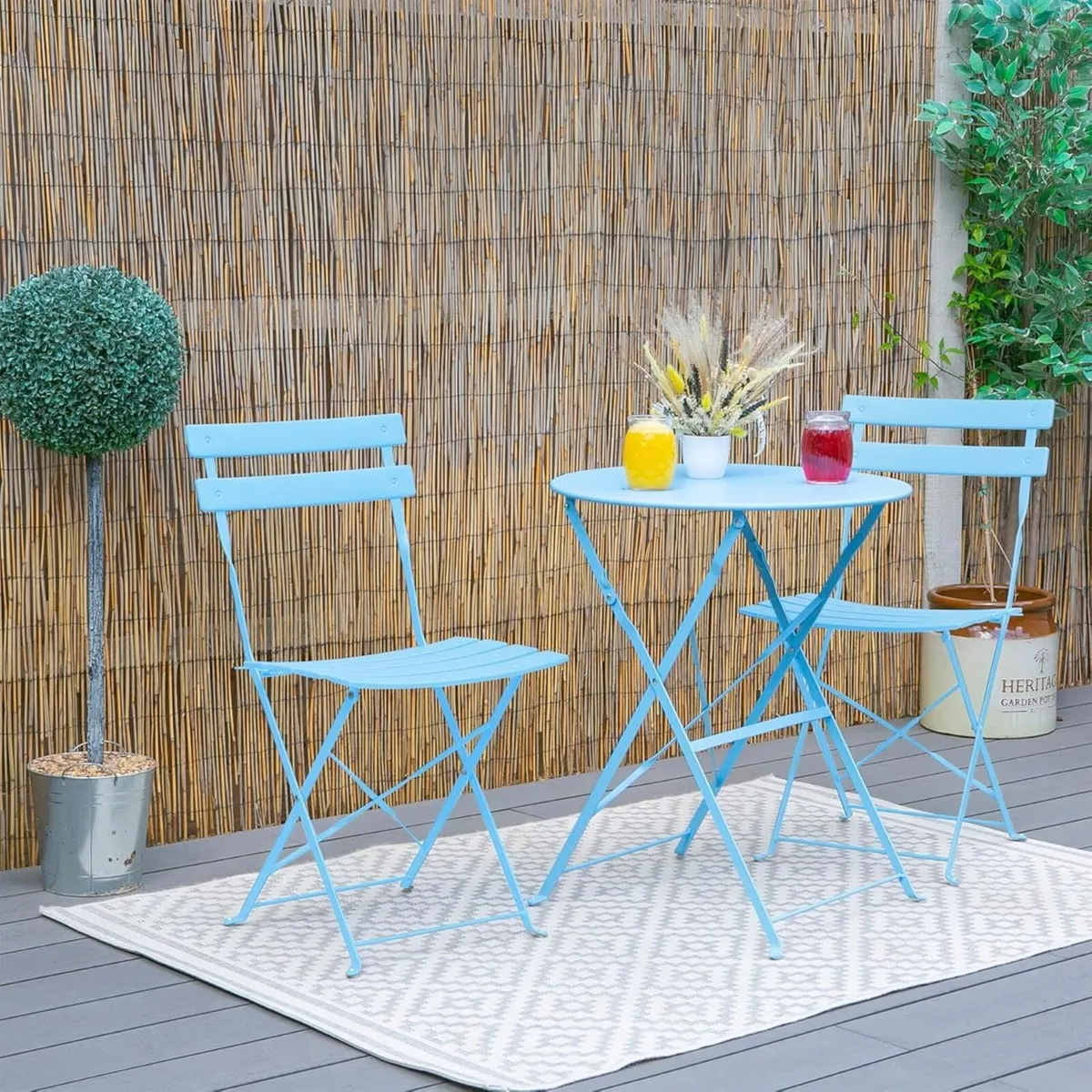 2 Seater Sussex Bistro Set - Folding Table Chairs - Image 2