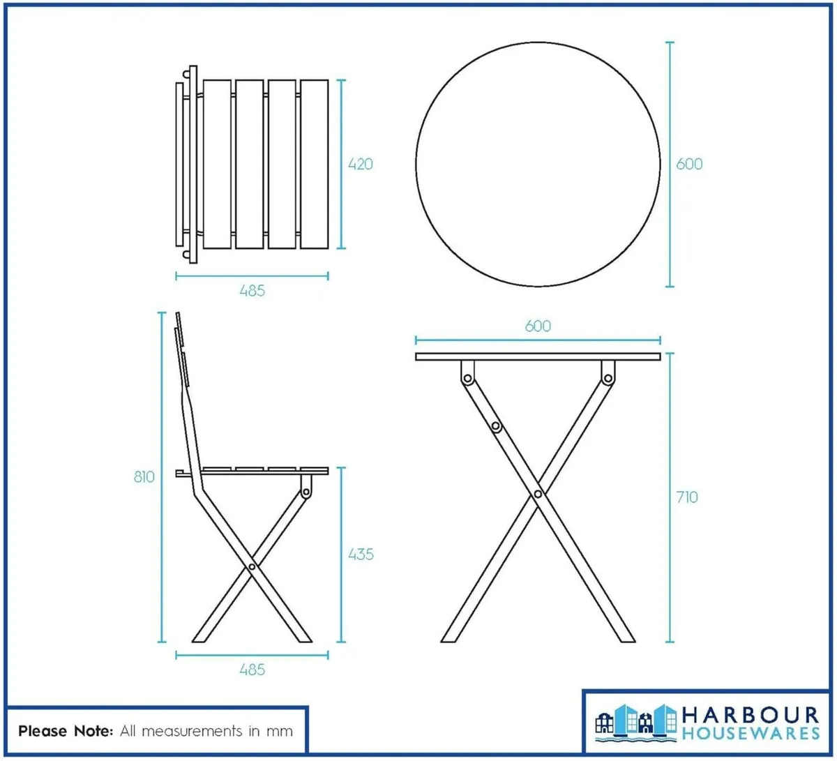 2 Seater Sussex Bistro Set - Folding Table Chairs - Image 3