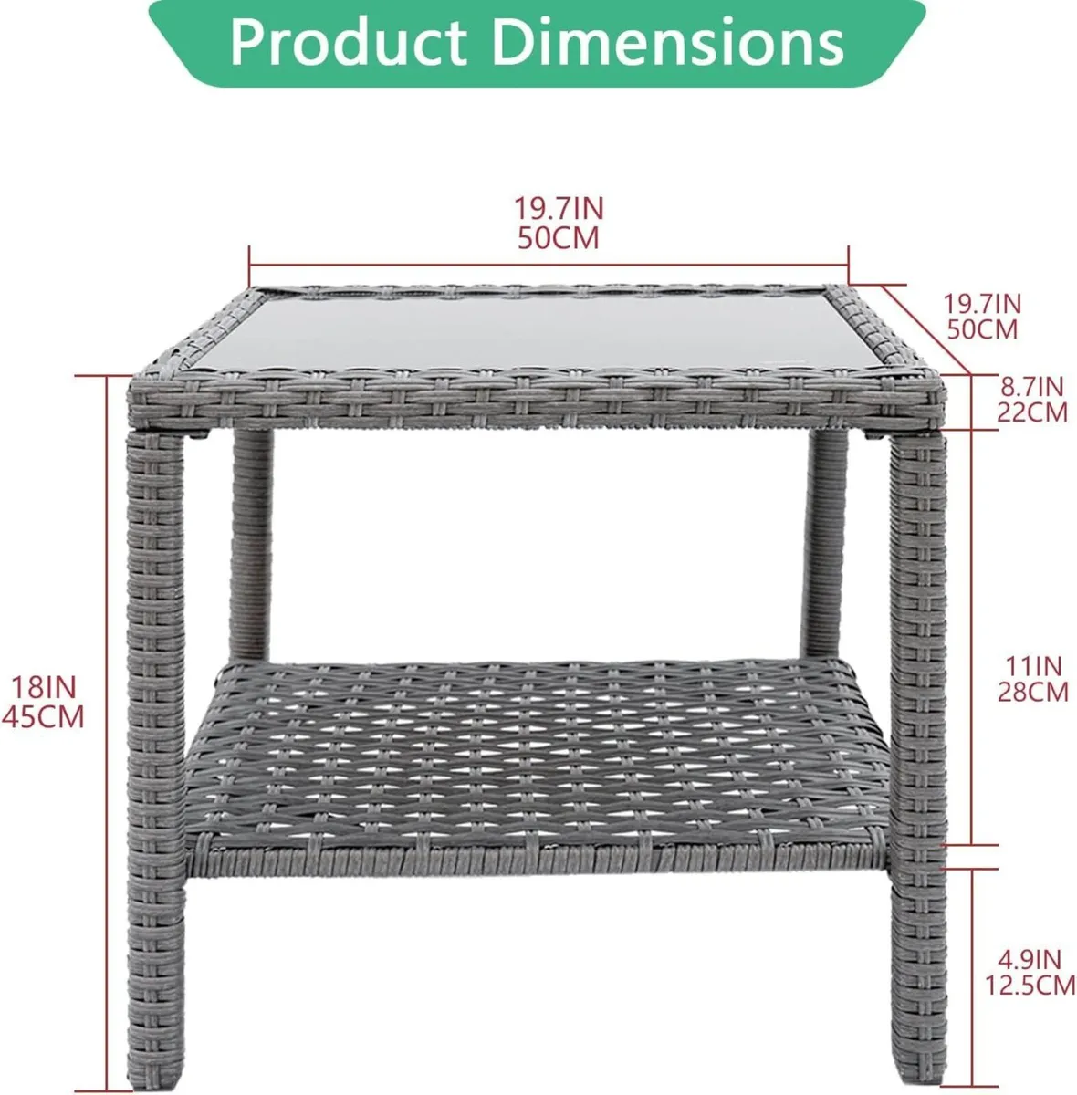 Square All Weather Rattan Wicker Outdoor Coffee - Image 2