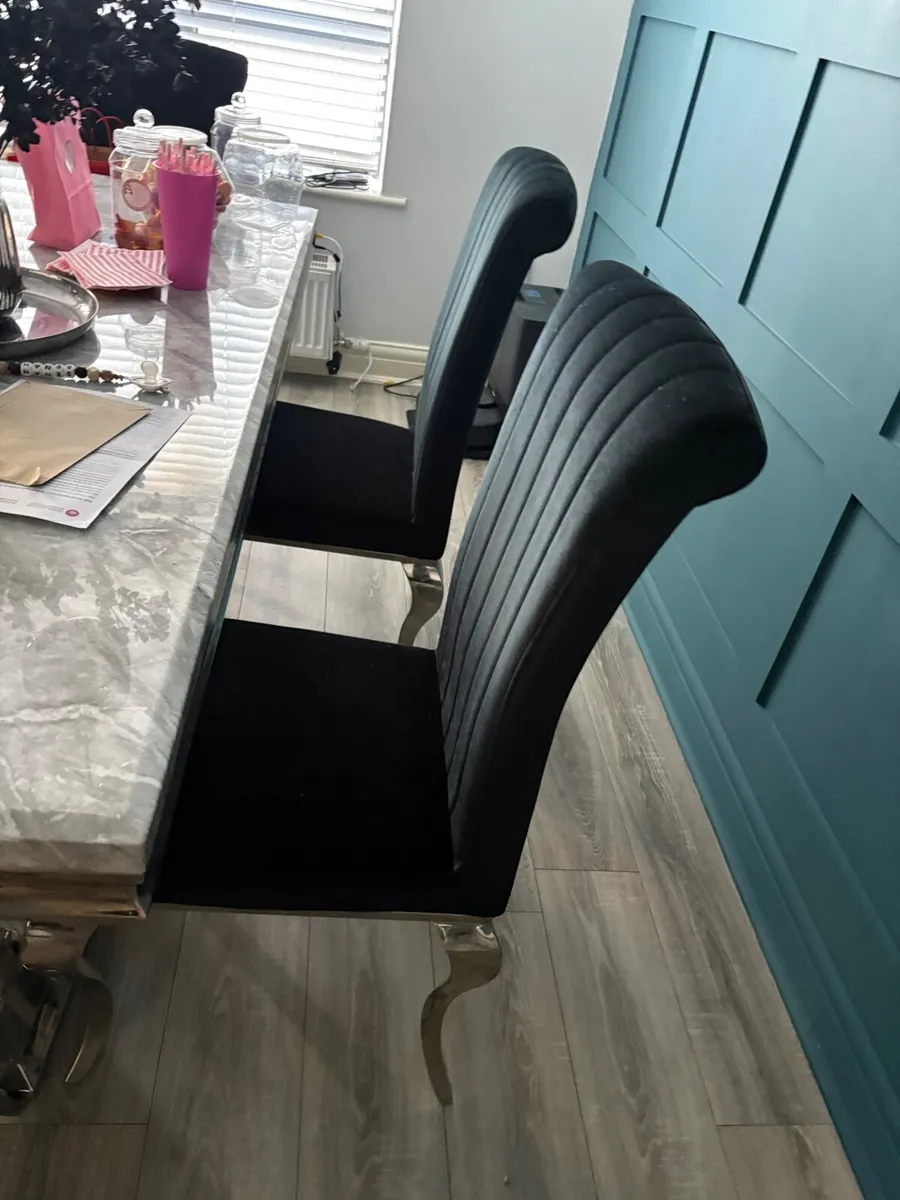 Ariana marble dining table set & 6 luxury chairs - Image 2