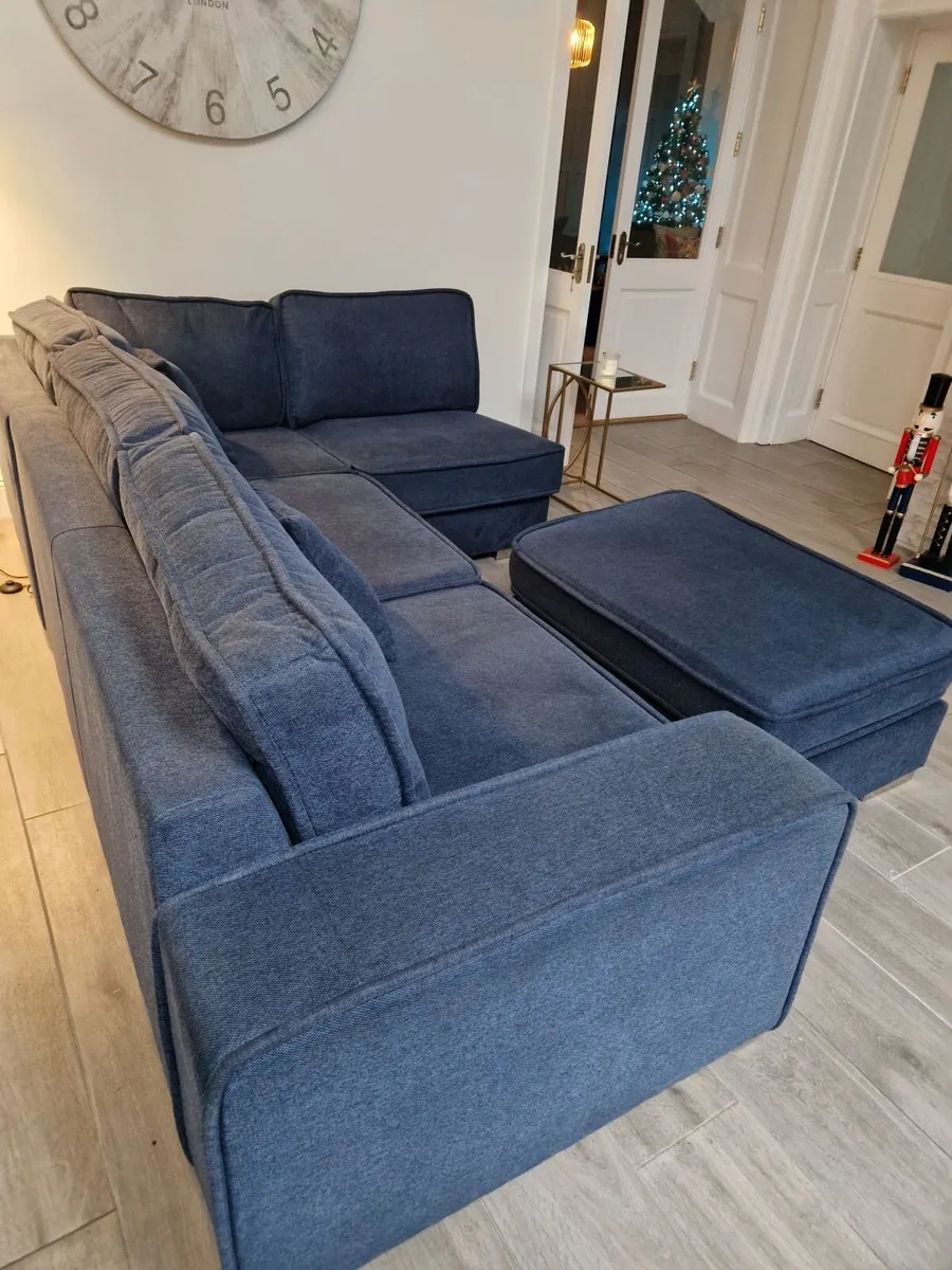 L shaped couch with pouf 3 months old - Image 3