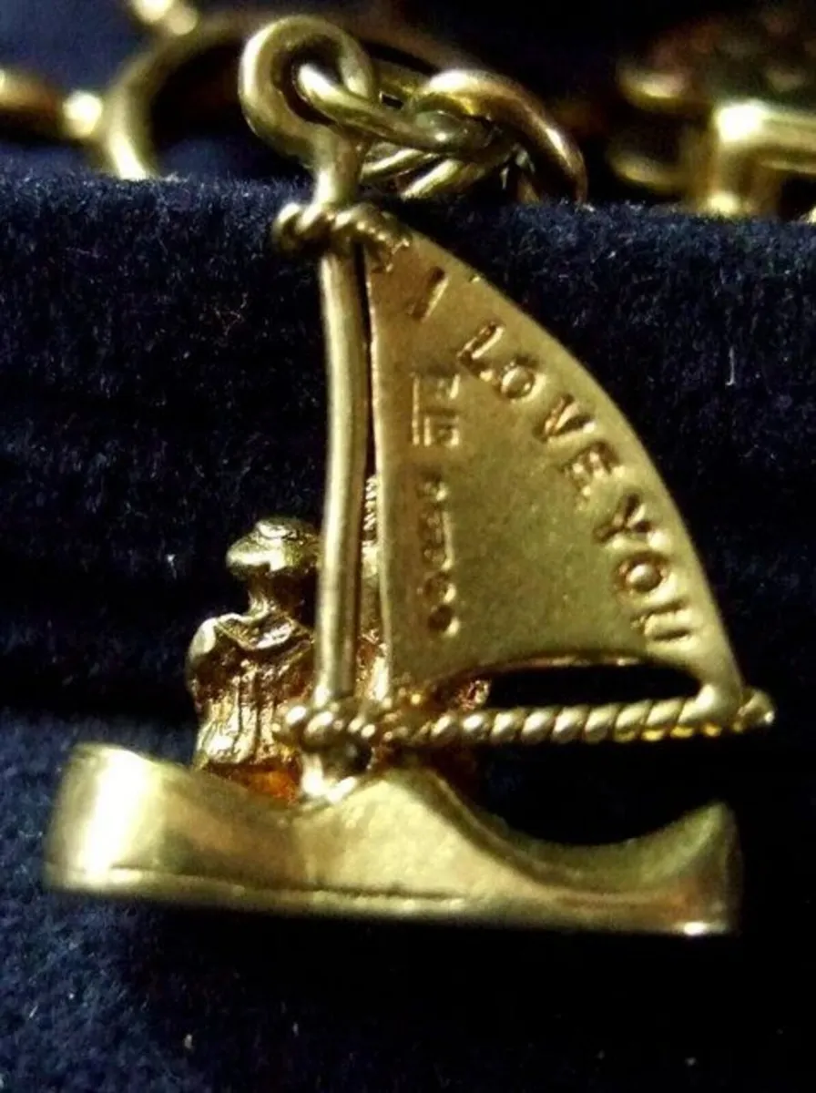 Vintage 9ct Gold "Love Boat" Charm - Image 1