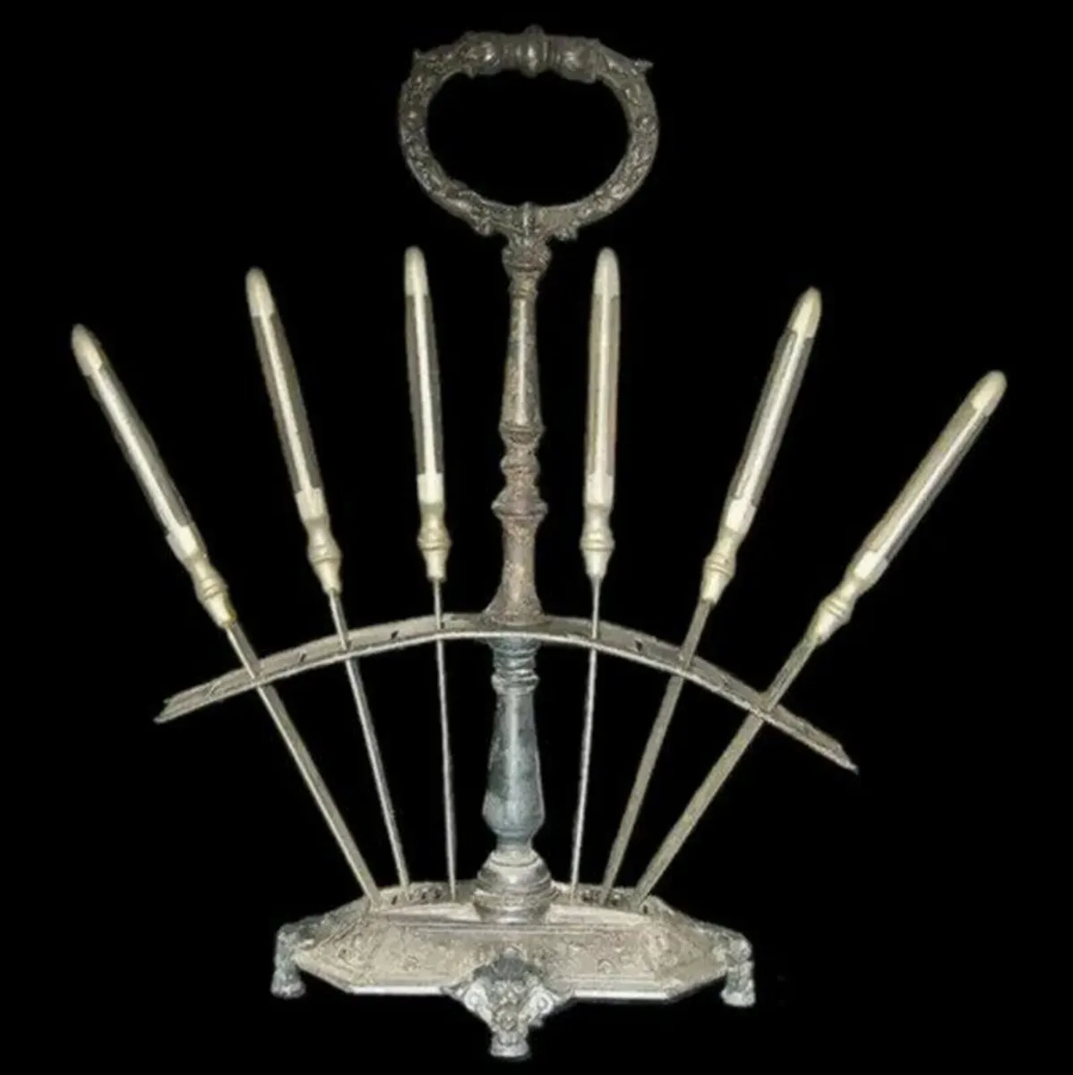 Vintage Set 6 Fruit/Cheese Cutters With Stand - Image 3