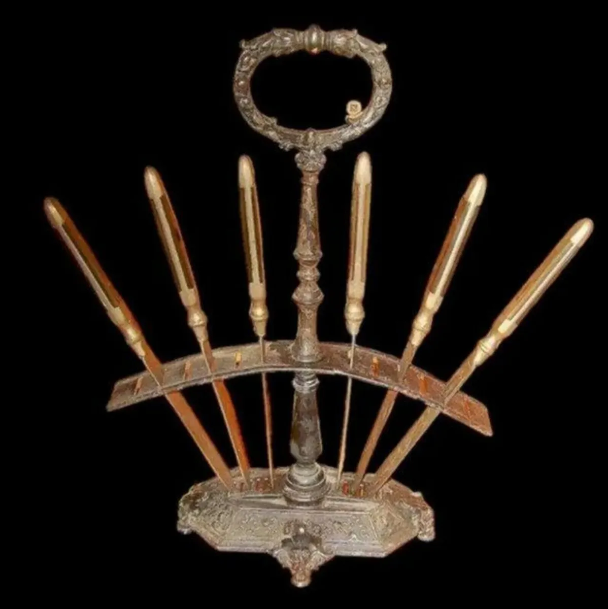 Vintage Set 6 Fruit/Cheese Cutters With Stand - Image 1
