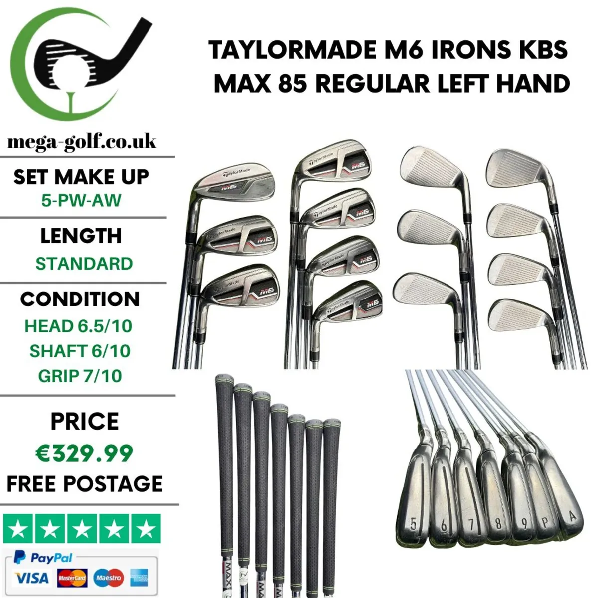 Taylormade M6 Irons / 5-Pw-Aw / KBS Max 85 Regular - Image 1
