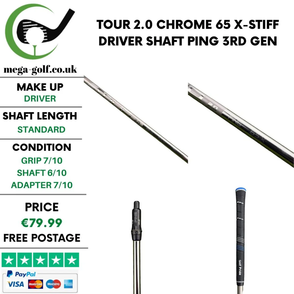 Tour 2.0 Chrome 65 X-Stiff Driver Shaft / Ping - Image 1