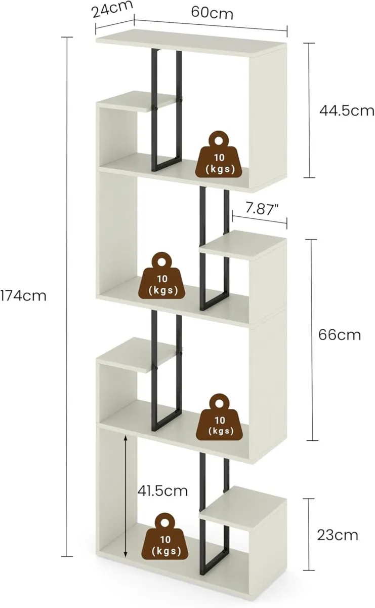 White Bookcase 4 Tiers Slim Book shelf Room - Image 3