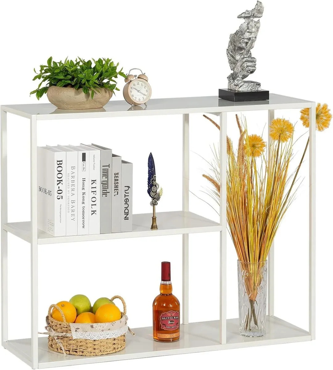 Console Table 3 Shelf Sofa Thin Entryway Metal - Image 1