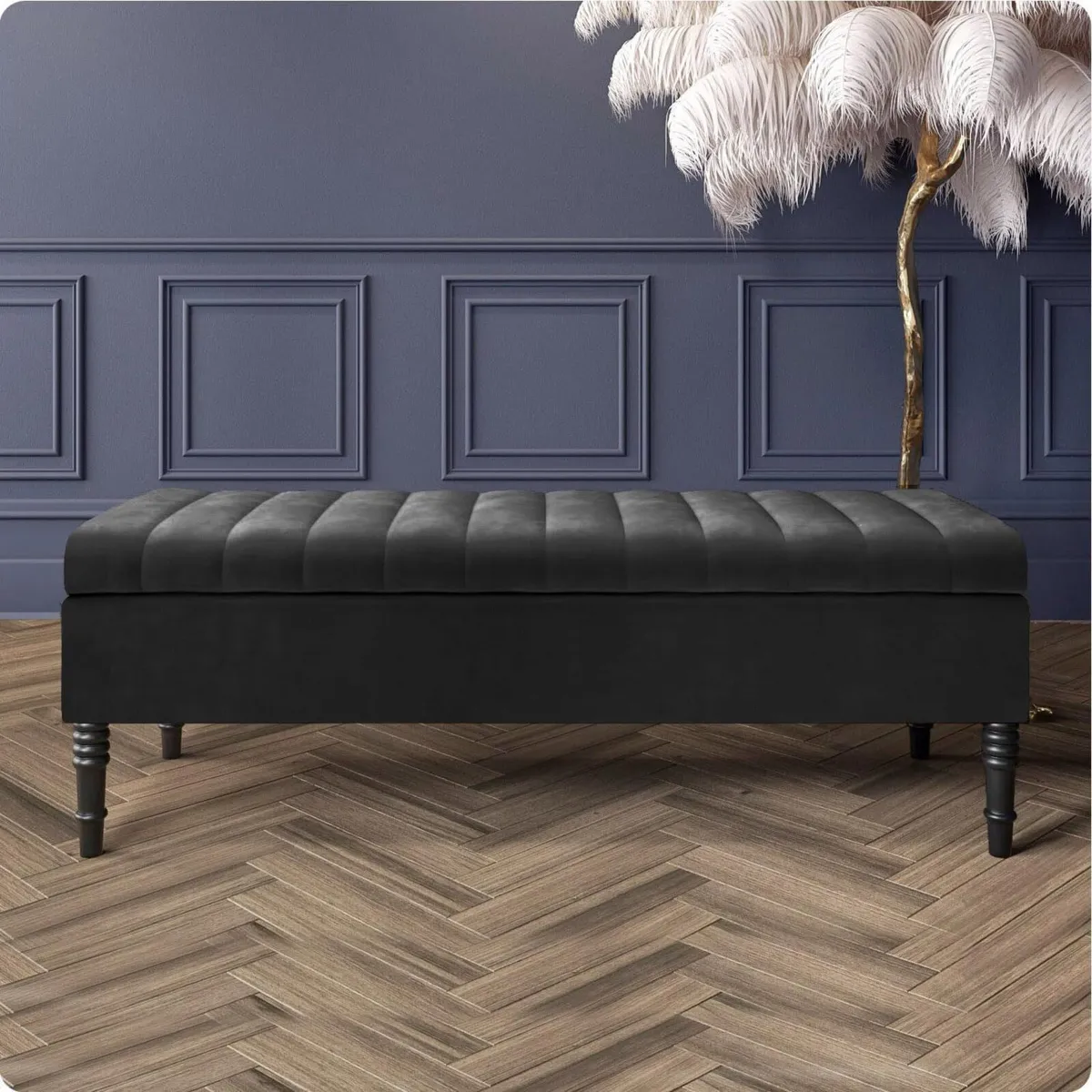 90cm Wide Safar Ottoman Storage Bench Plush - Image 1