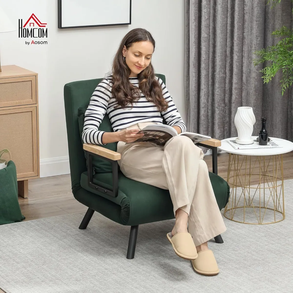 Single Chair Bed Click Clack Convertible Settee - Image 3