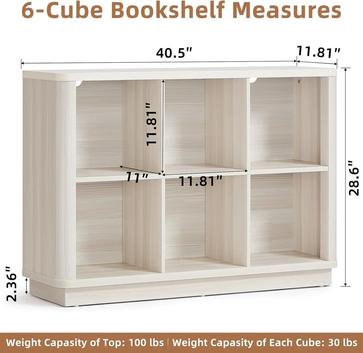 6 Cube Storage Bookcase 40 Wide Wooden Book - Image 2