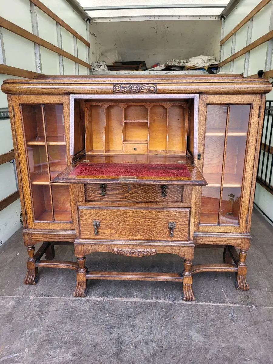 Oak Bureau/Display Cabinet - Image 2