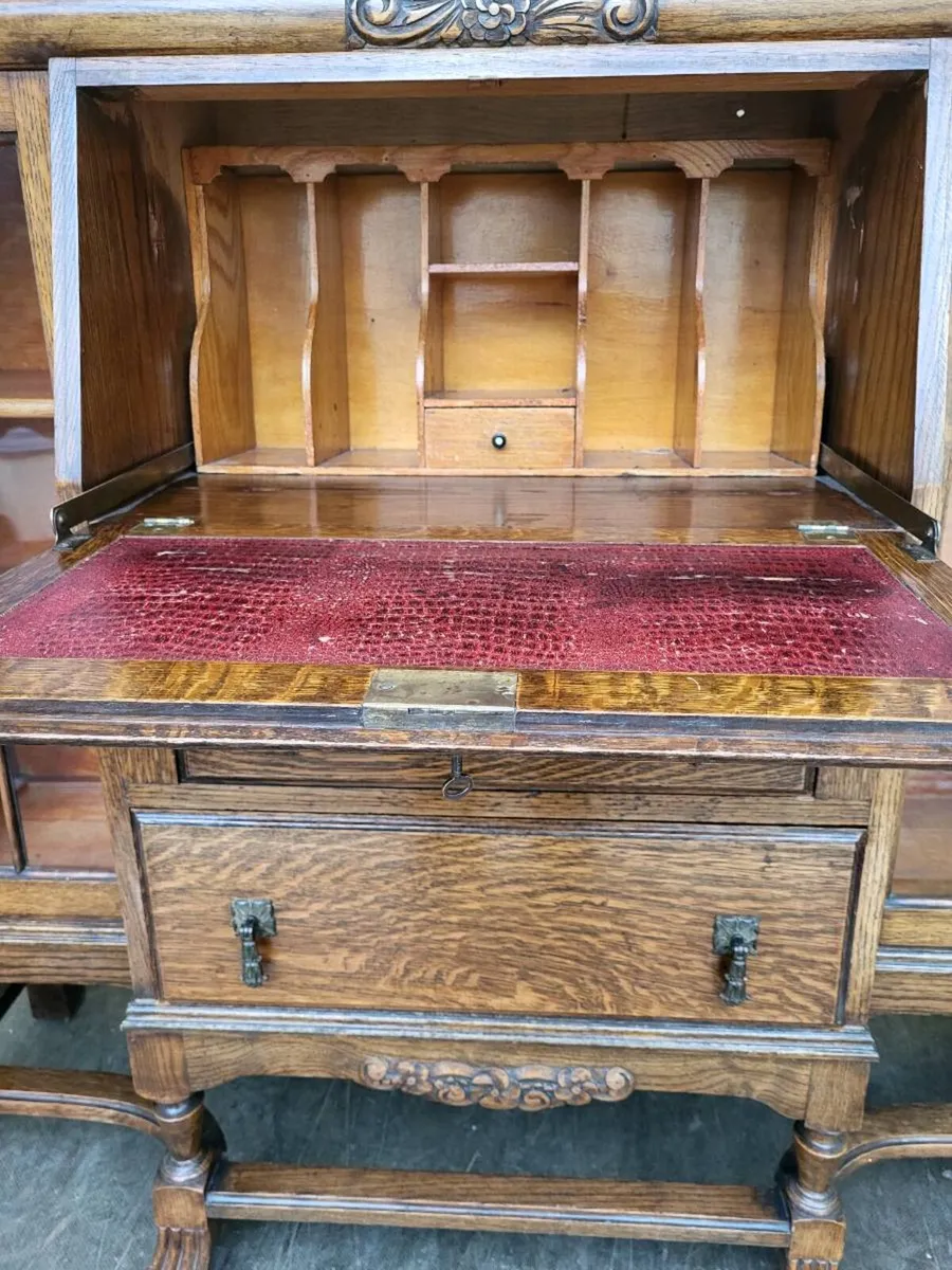 Oak Bureau/Display Cabinet - Image 3