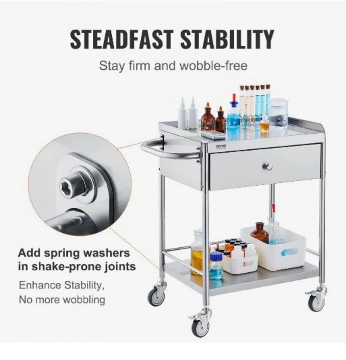 Medical Cart, 2 Layers Stainless Steel - Image 4