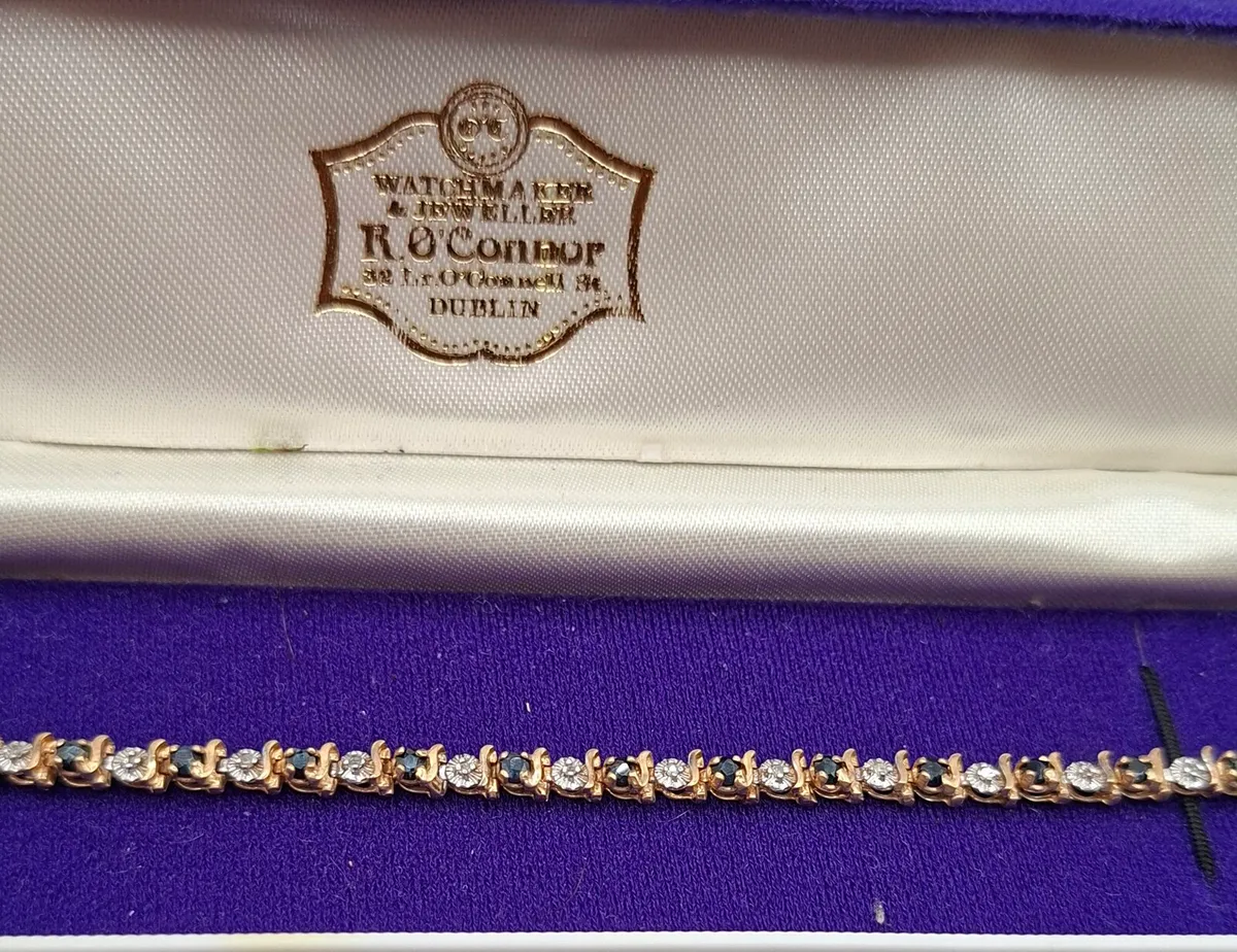 9ct tennis bracelet sapphire and diamonds - Image 1
