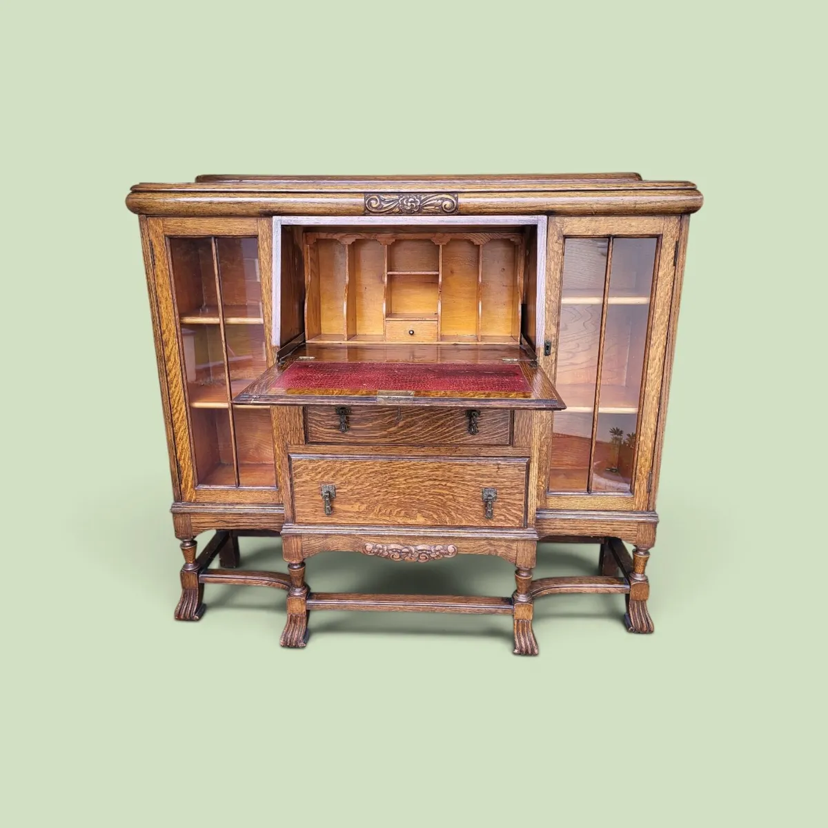 Oak Bureau/Display Cabinet - Image 1