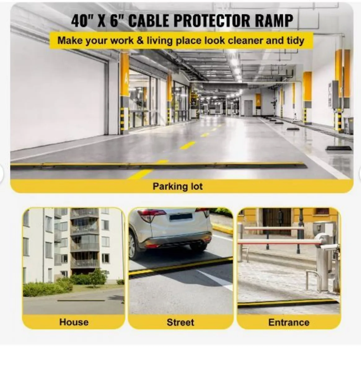 4 Pack of 1-Channel Rubber Cable Protector - Image 1
