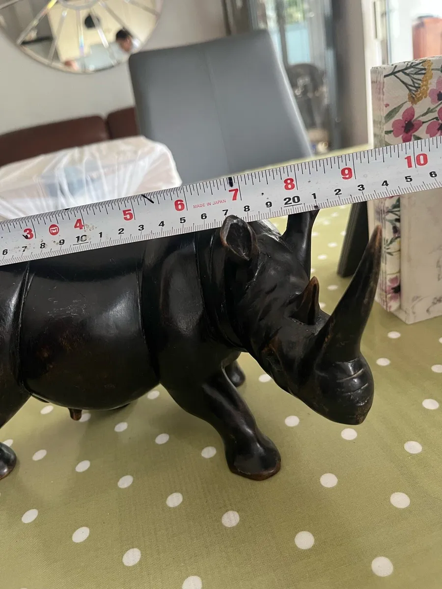 Vintage Carved African Rhino - Image 3