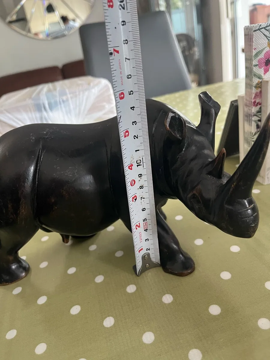Vintage Carved African Rhino - Image 4