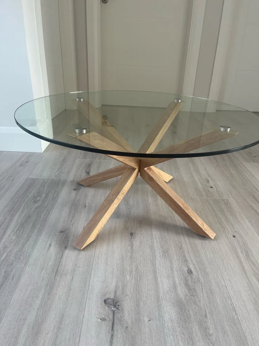 Glass and Oak Coffee Table - Image 1