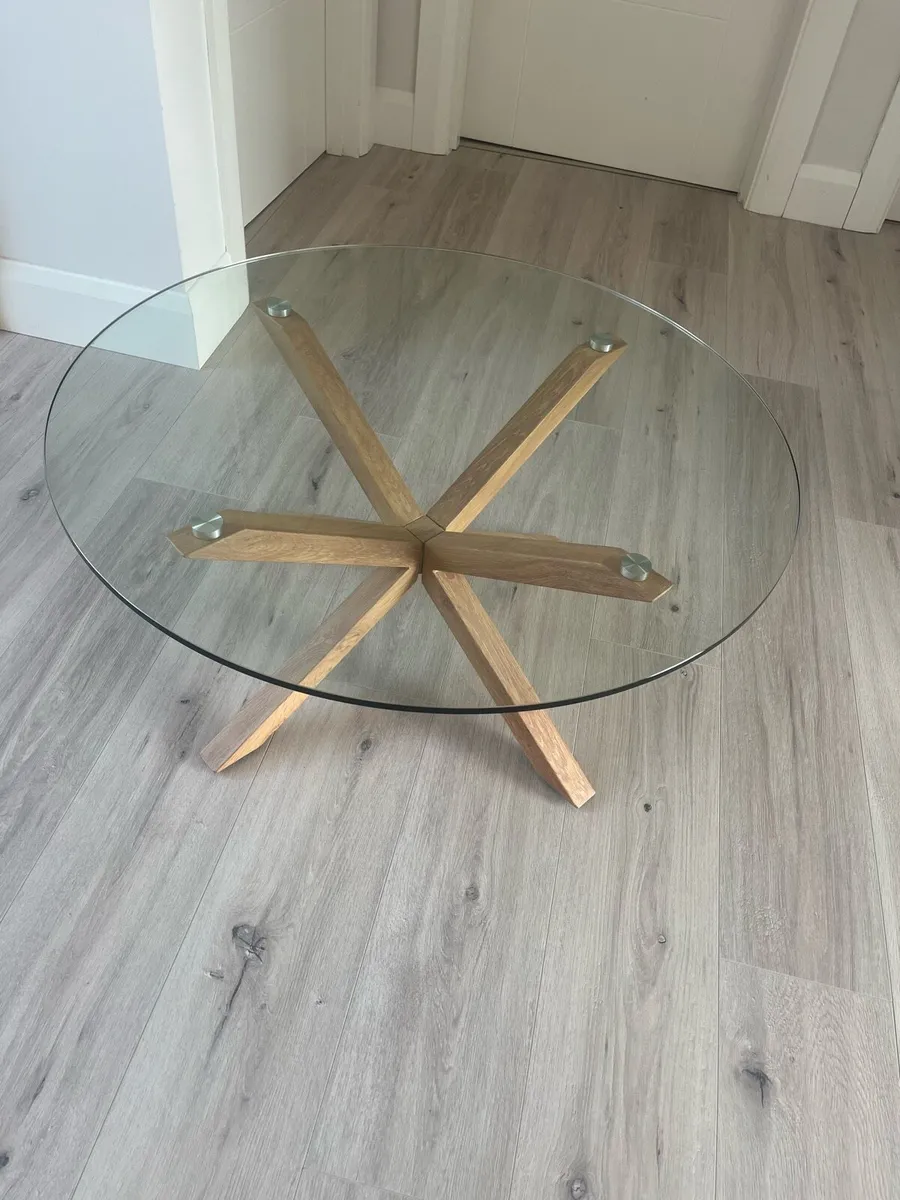 Glass and Oak Coffee Table - Image 2