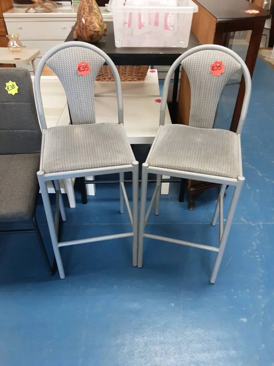 TWO GREY KITCHEN COUNTER STOOLS - Image 1